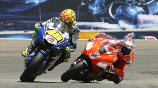 Duel Valentino Rossi dan Casey Stoner di Laguna Seca pada 2008