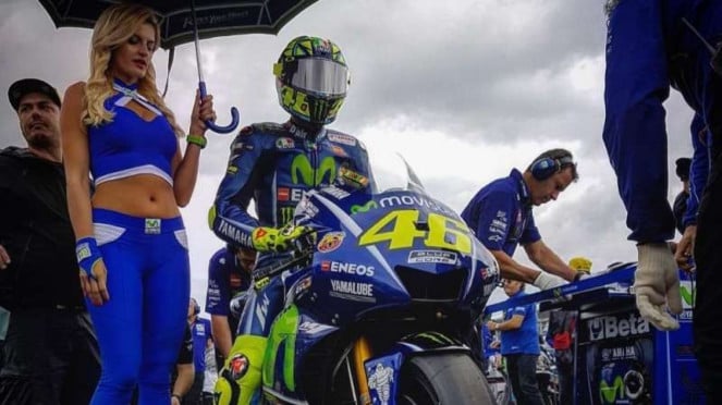 Pembalap Movistar Yamaha, Valentino Rossi di MotoGP Jerman
