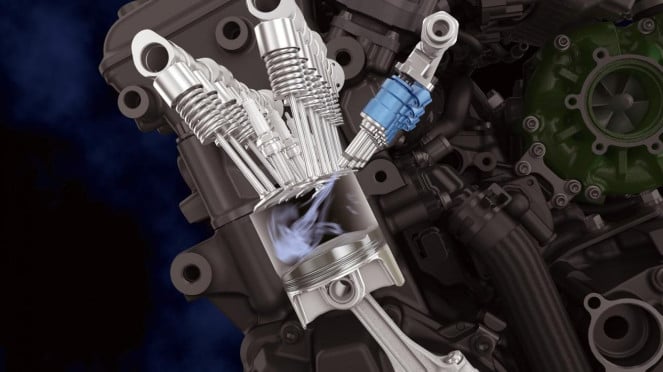 Ilustrasi gambar mesin motor baru dari Kawasaki