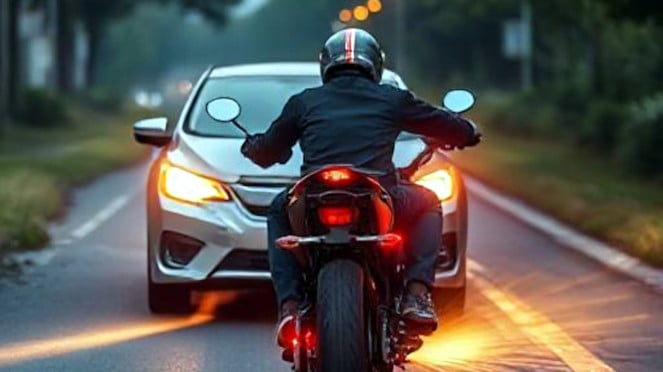 Ilustrasi kecelakaan mobil dan motor