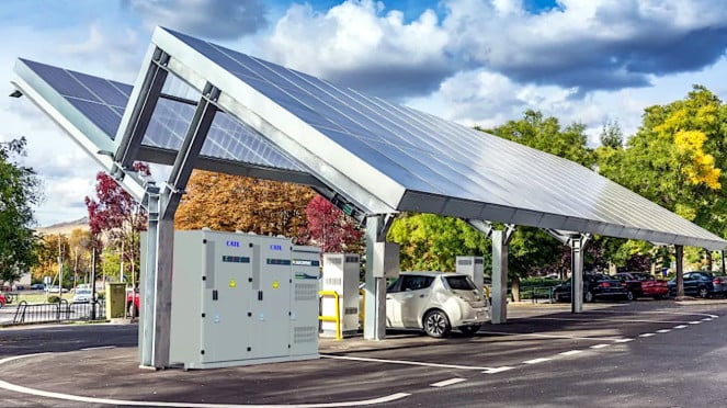 Ilustrasi SPKLU mobil listrik