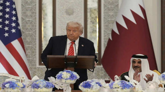 Presiden A Donald Trump berbicara di Lusail Palace, Doha, Qatar