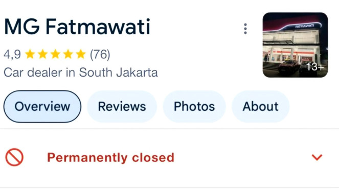 Diler MG Fatmawati tutup permanen