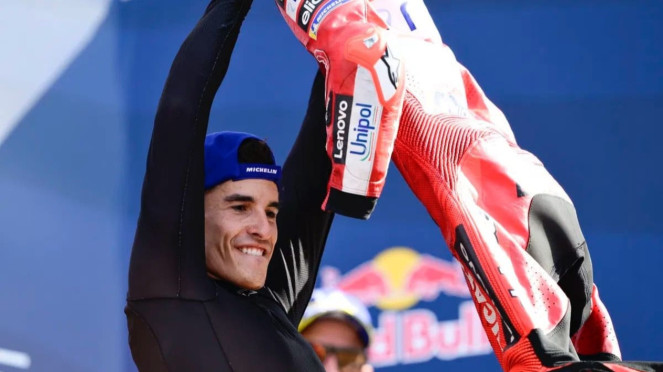 Marc Marquez Selebrasi ala Messi di MotoGP Misano