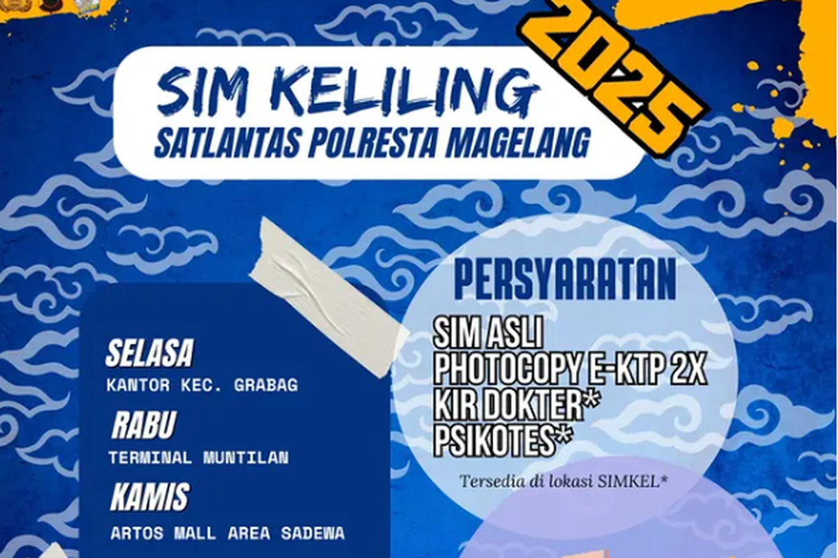 Catat, Ini Lokasi Layanan SIM Keliling di Magelang Juli 2025