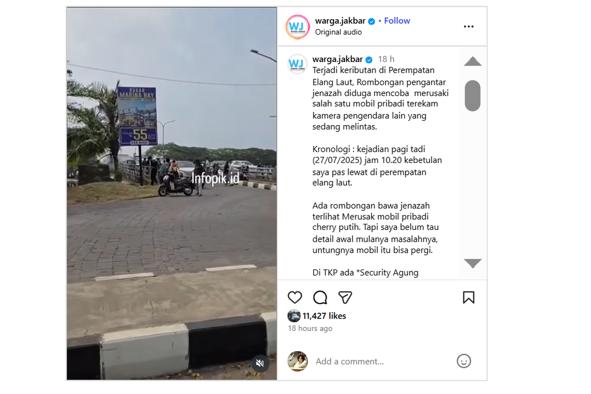 Rombongan Pengantar Jenazah Diduga Rusak Chery Putih di Jakarta Utara