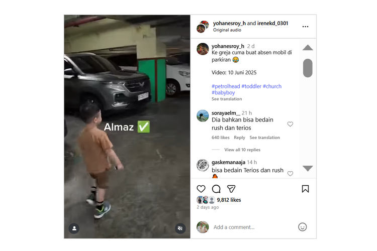 merek mobil, video viral, Nathan bocah 3 tahun, Yohanesroy ayah otomotif, Nathan, Bocah 3 Tahun Hafal Nama-nama Mobil Viral di Instagram