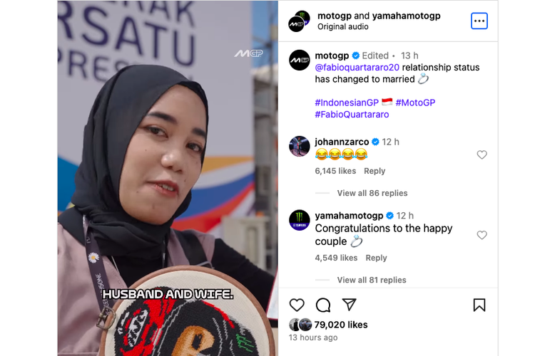 MotoGP, balap motor, balap, Fabio Quartararo, MotoGP Mandalika, Video Viral Quartararo Dilamar Perempuan Asal Indonesia