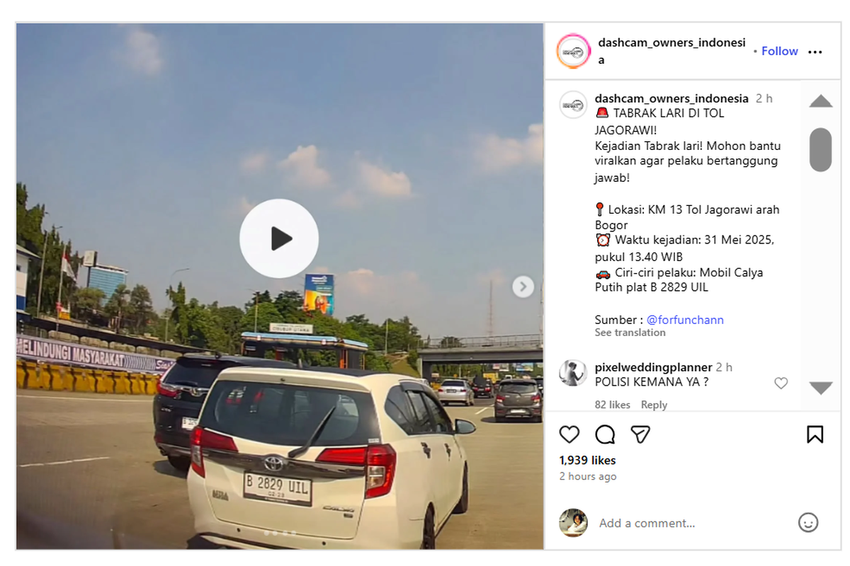 Dicari Toyota Calya Putih, Diduga Pelaku Tabrak Lari dan Tidak Bayar Tol