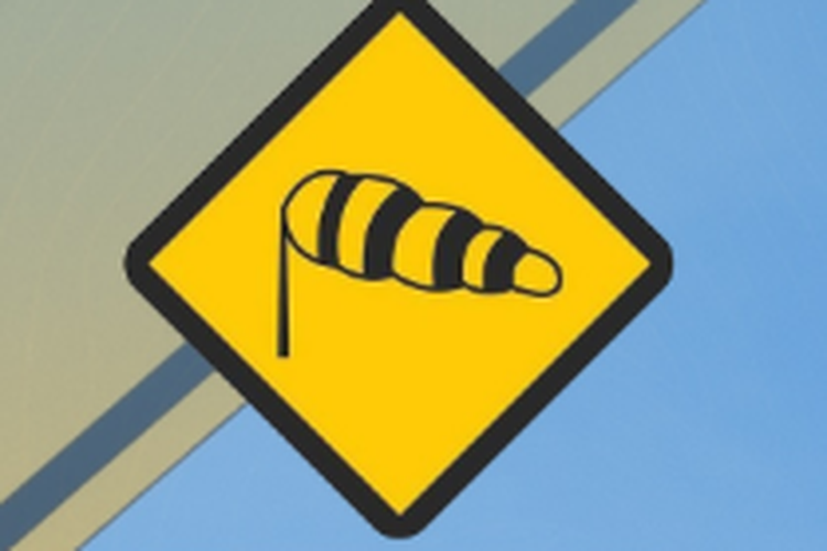 tips mengemudi, rambu lalu lintas, rambu lalu lintas dan artinya, rambu angin dari samping, rambu peringatan angin samping, windsock, Ini Arti Rambu Lalu Lintas Gambar Windsock