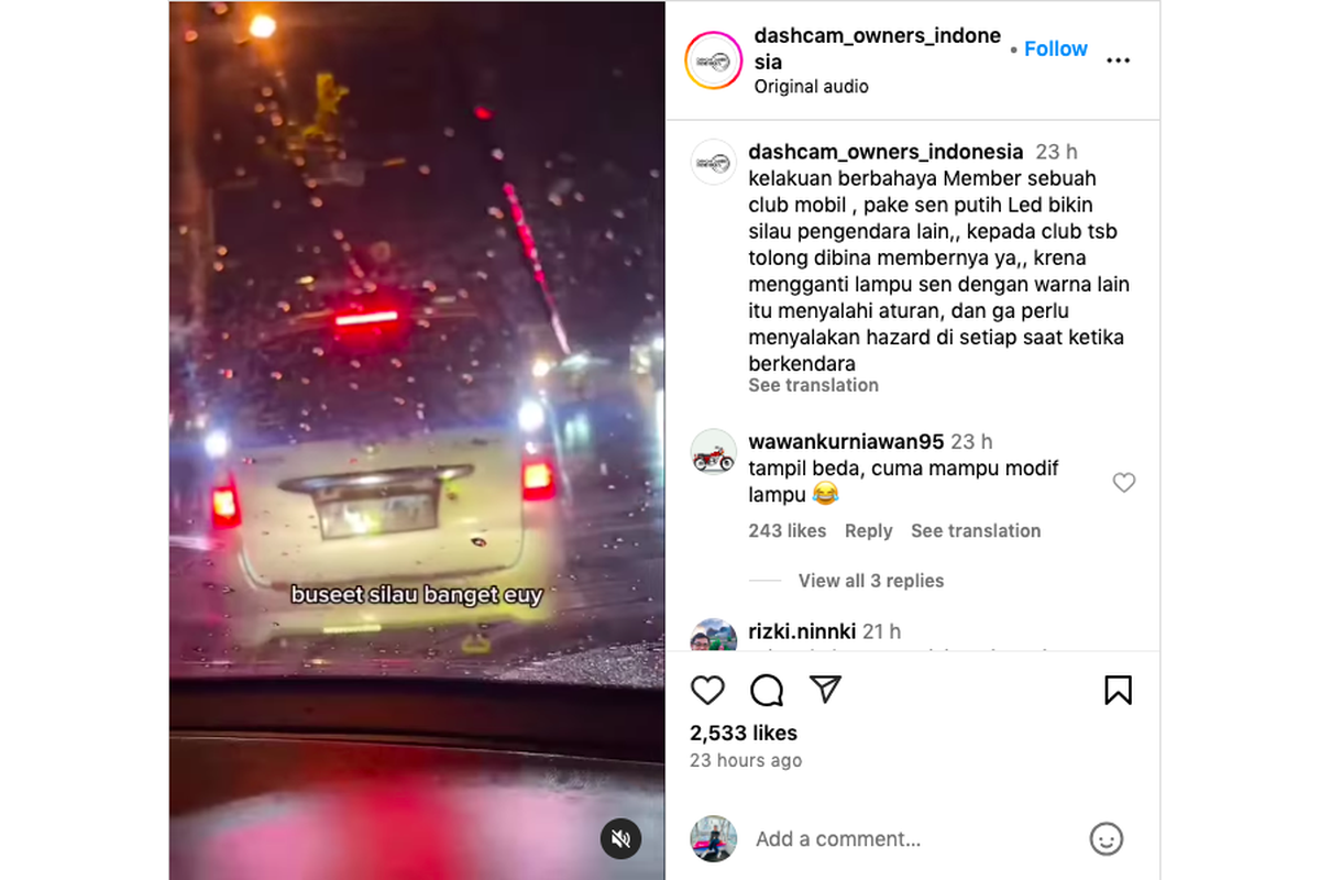 Avanza Milik Komunitas Pakai Lampu Sein Warna Putih, Dicibir Netizen