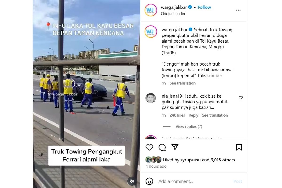 Ferrari Terguling Saat Diangkut Towing, Ditanggung Asuransi?