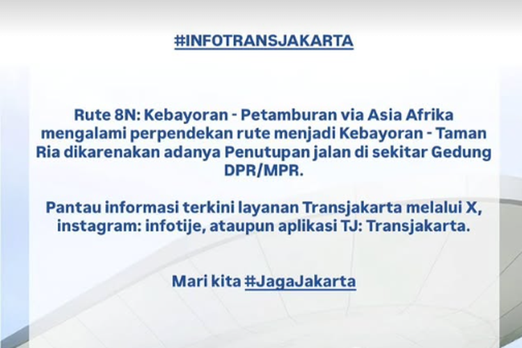 otomotif, demo, transjakarta, kendaraan bermotor, Operasional Transjakarta, Demo  mahasiswa di DPR ricuh, Update Rute Transjakarta yang Masih Direkayasa Siang Ini