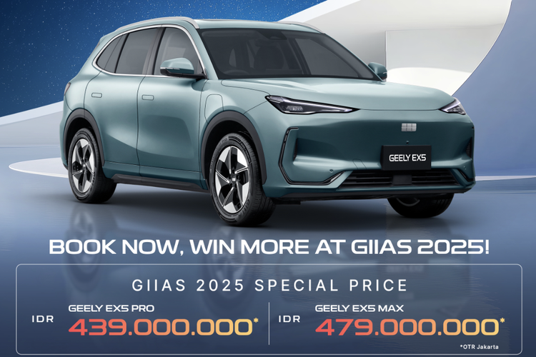 Geely EX5, GIIAS 2025, SUV listrik, diskon Rp 36 juta, Dapatkan Diskon Rp 36 Juta untuk Geely EX5 di GIIAS 2025