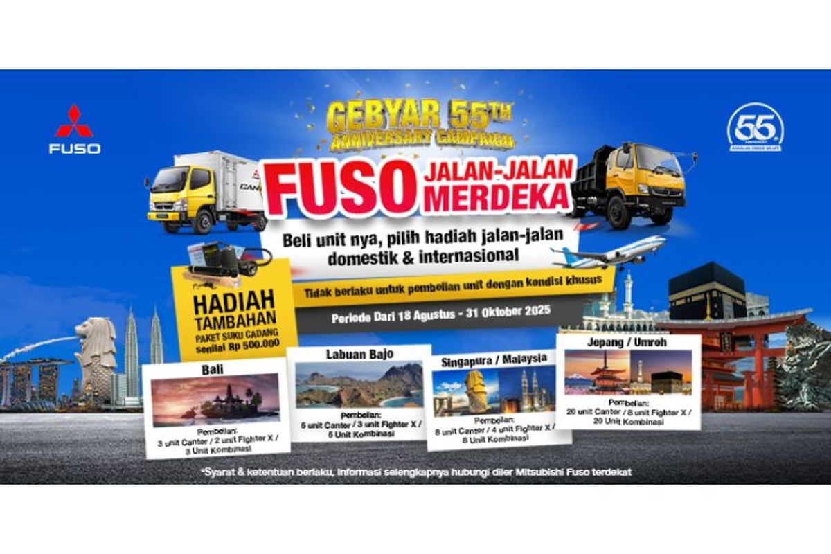 Rayakan 55 Tahun di Indonesia, Mitsubishi Fuso Gelar Program Jalan-Jalan Merdeka untuk Konsumen Setia