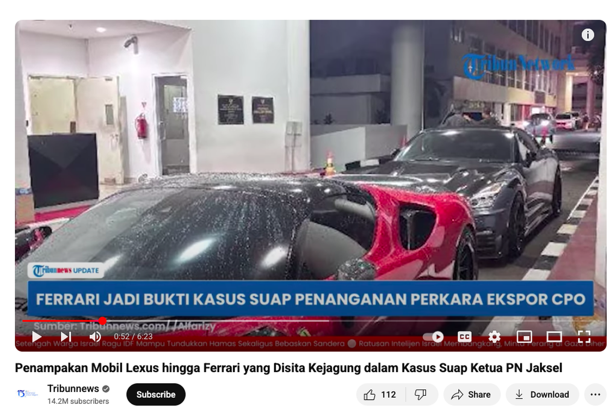 Intip Harga Ferrari Kasus Suap Ekspor CPO di Rumah Pengacara
