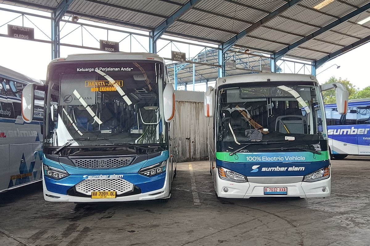 Komparasi Dimensi 2 Bus AKAP Sumber Alam, Bus Listrik dan Konvensional