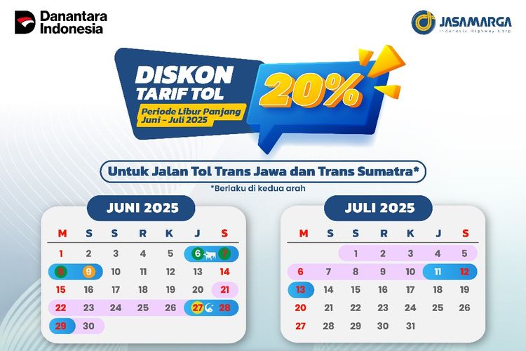 Jasa Marga, diskon tarif tol, Trans-Jawa, Trans-Sumatera, Diskon tarif tol, Diskon Tarif Tol, Ingat, Diskon Tarif Tol Idul Adha Berlaku sampai 9 Juni 2025