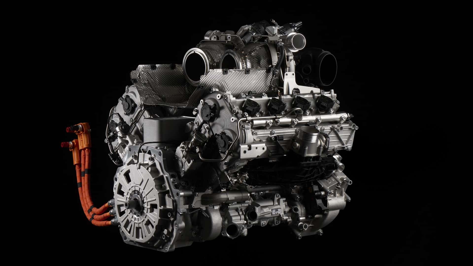 <p>The Lamborghini Temerario's V-8 engine</p>