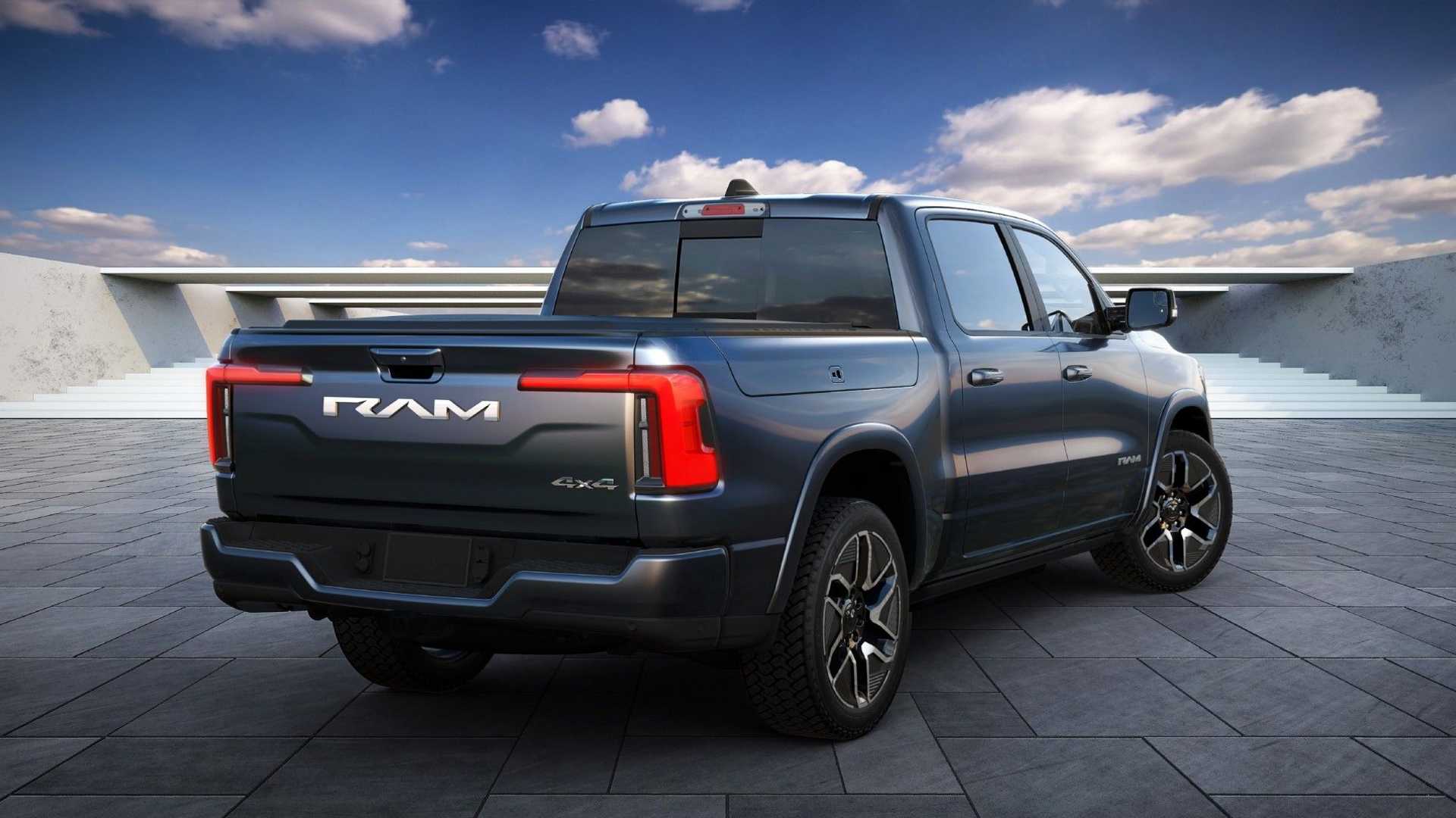 2024 Ram 1500 REV exterior rear three-quarter view