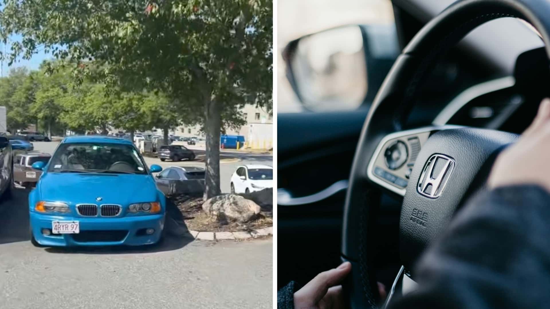 BMW Driver Pulls Into Parking Spot. Then a Honda Steps In