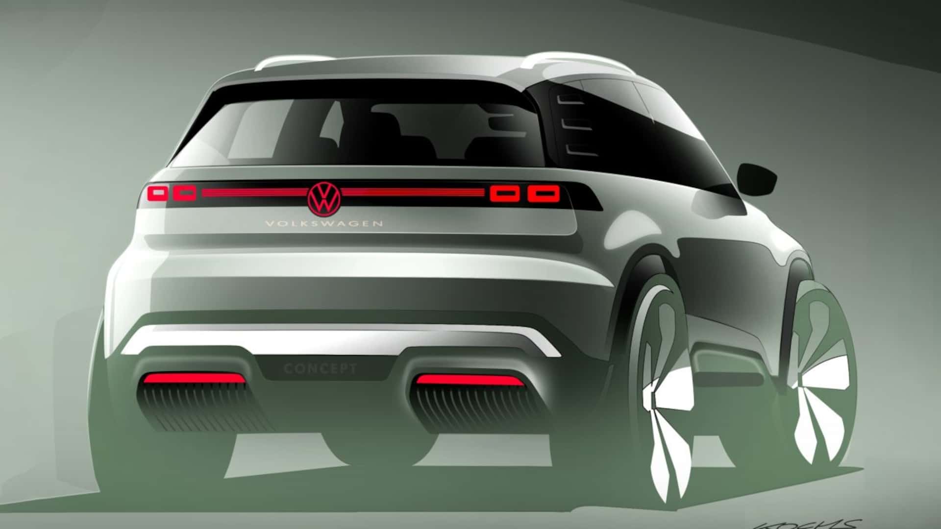 VW-Teaser von kleinem Elektro-SUV (Heck)