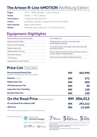 2025 Volkswagen Arteon R-Line Wolfsburg Edition Malaysia spec sheet-2