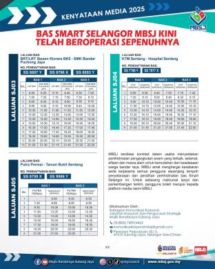 Smart Selangor bus SJ schedule 2