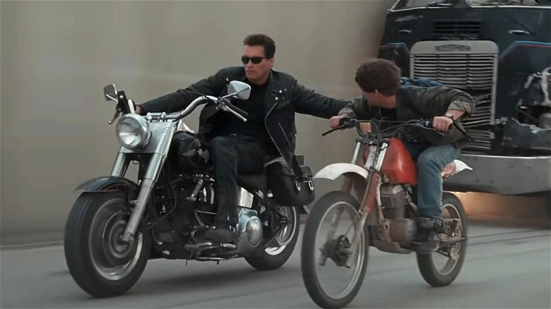 Arnold Schwarzenegger on Harley-Davidson Fat Boy in Terminator 2