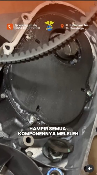 honda, beat, YR Custom, cvt meleleh, cvt overheat, Honda Garuda Universal Motor Surabaya, Seram! Komponen CVT Motor Matic Habis Meleleh Cuma Karena Hal Sepele