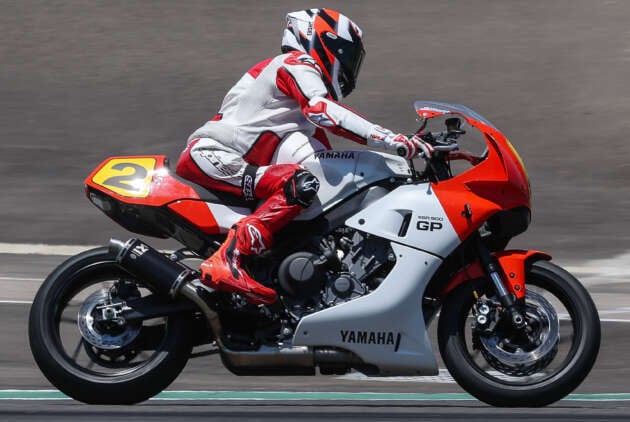Rainey rides Y-AMT equipped Yamaha XSR900 GP