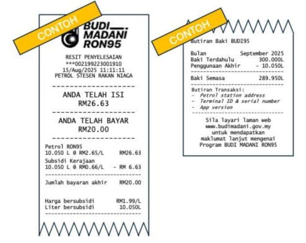 Budi95: Receipt issued will show how much the gov’t is subsidising RON95 and remaining monthly quota